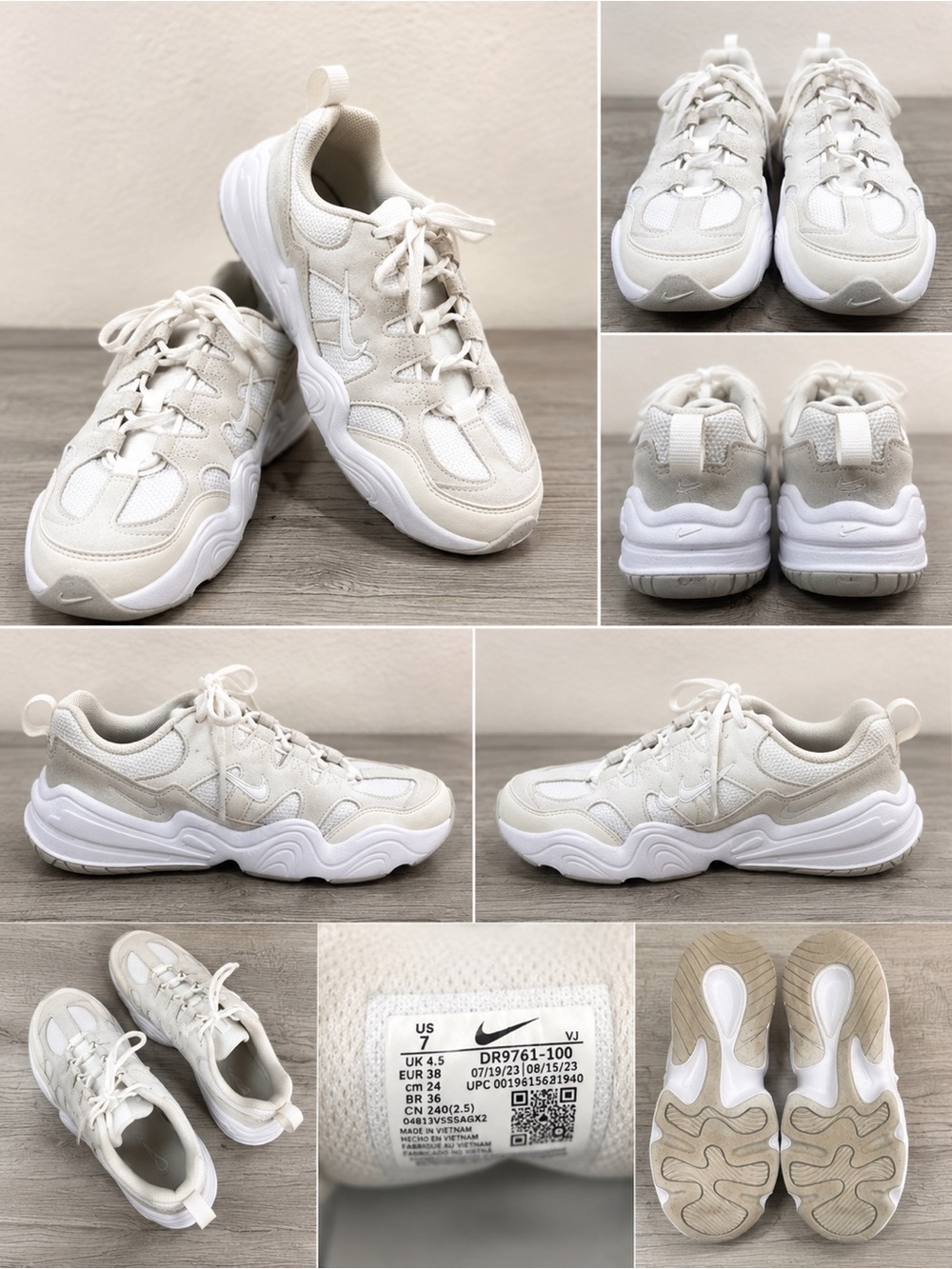 Nike Women's Cream and White Chunky Trainer Sneakers Size 7